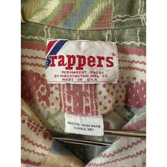 Vintage 1970s Rappers Patchwork Print Dagger Collar Button Up Shirt Size Large - Picture 3 of 8